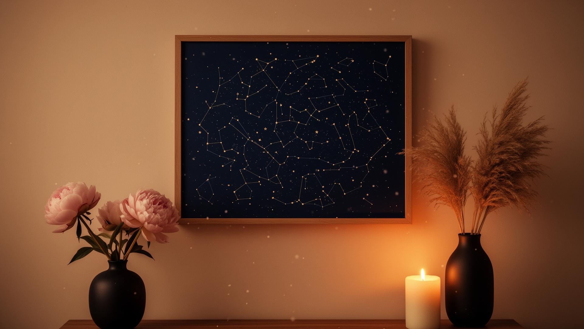 Quadro memorial com mapa celeste personalizado da despedida do pet